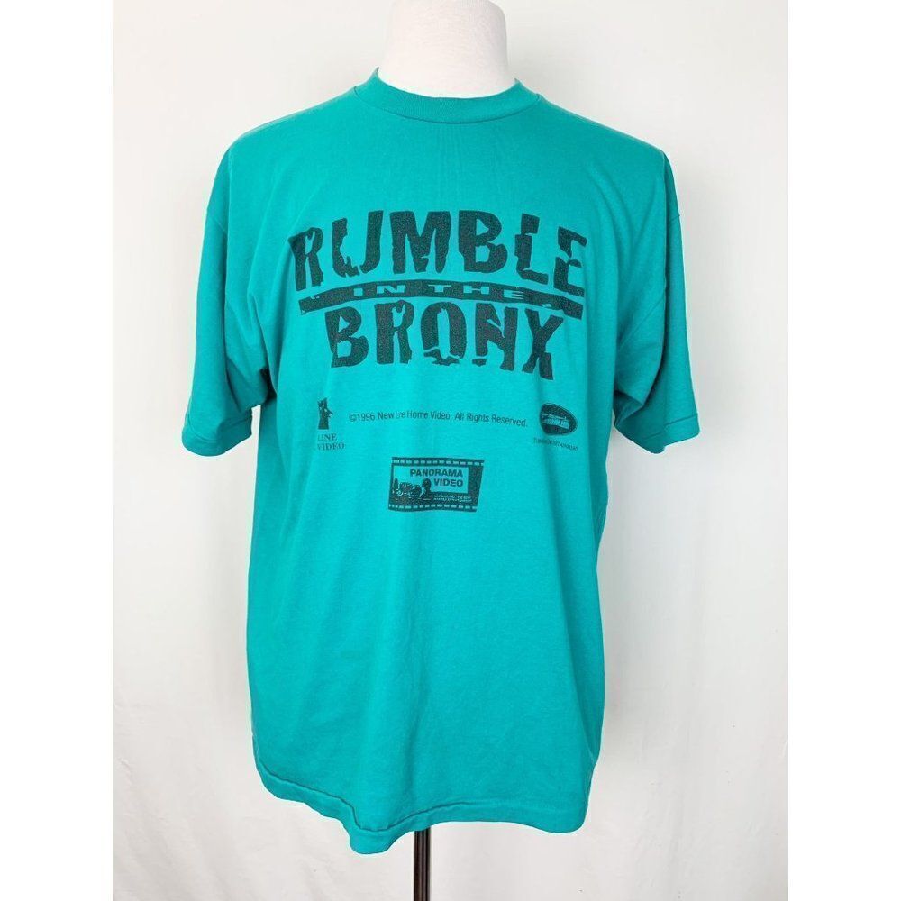 Vintage 90s Rumble in the Bronx T-Shirt XL Green Jackie Chan Movie Promo Single
